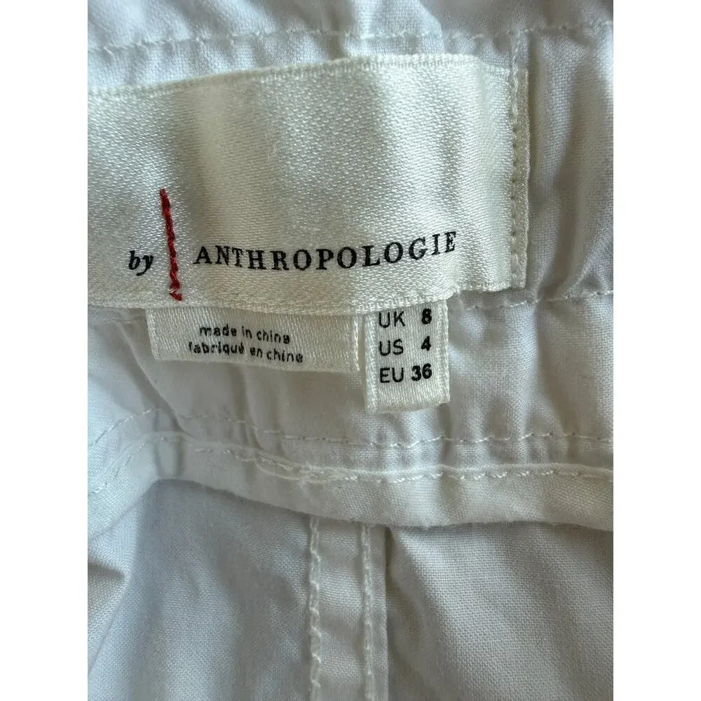 Anthropologie White Cargo Utility Mini Skirt Women Size 4 Cotton